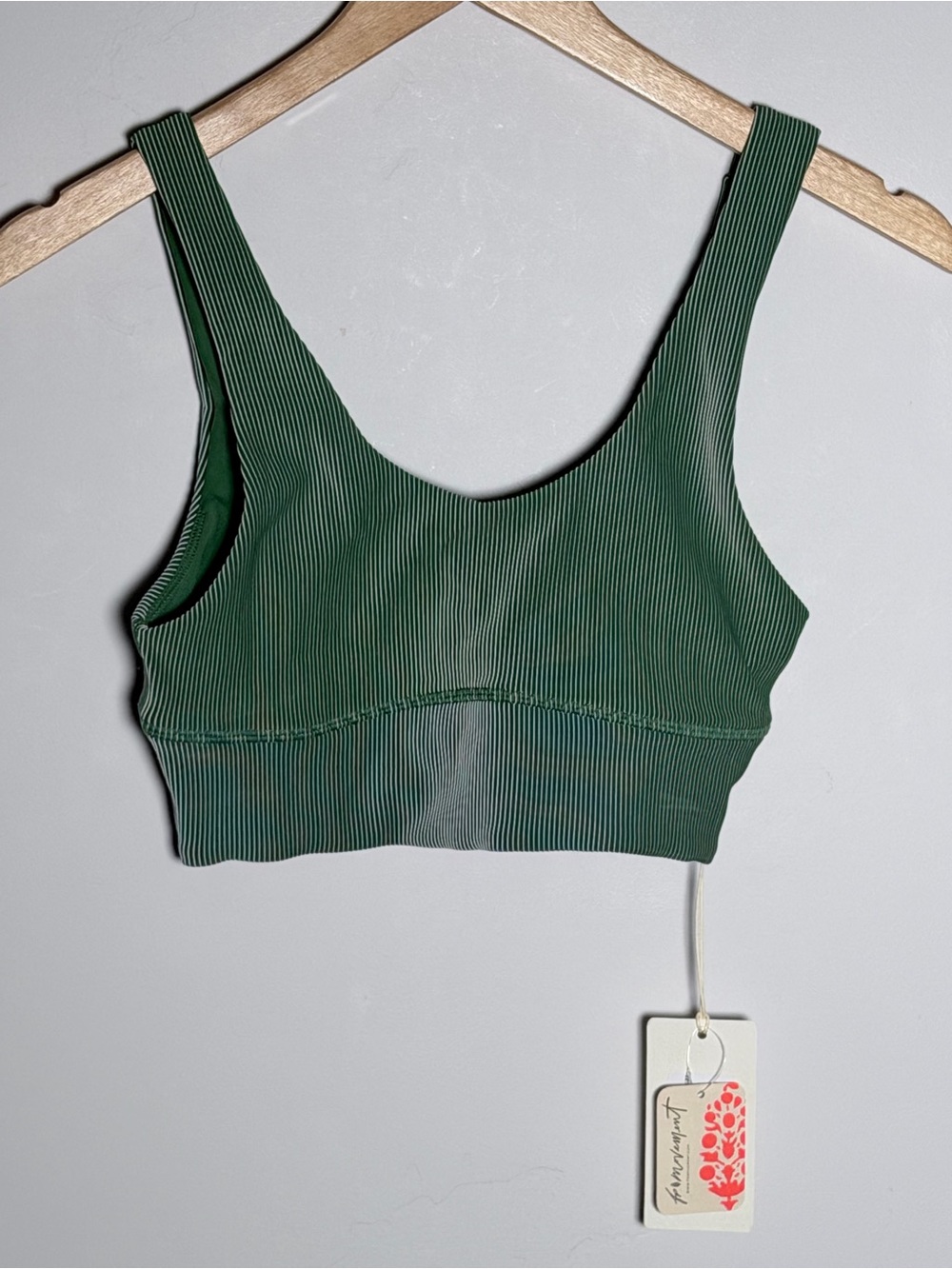 FREE PEOPLE Zulu & Zephyr TALLOW GREEN STRIPE RIB CROP TOP Size 4